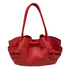 Cole Hann Red Pebbled Leather Shoulder Bag